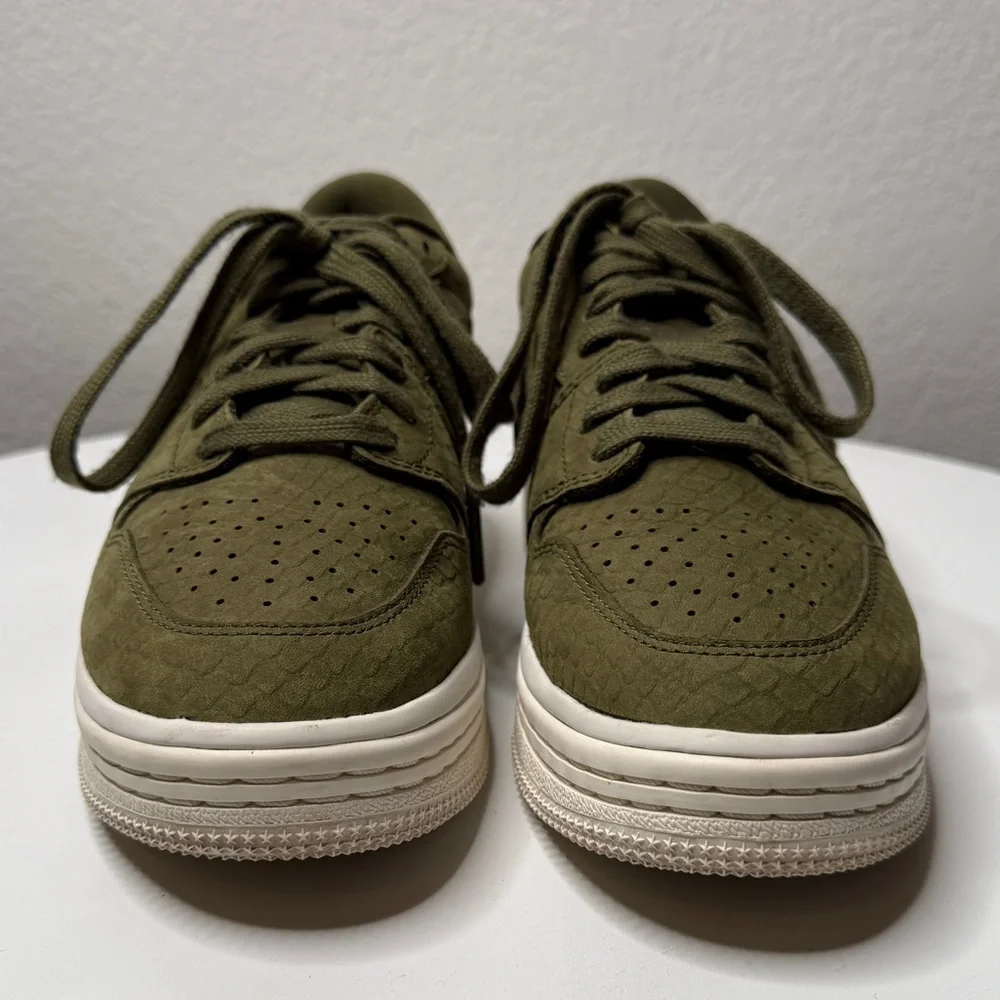 Nike Air Jordan 1 Re Low Lifted Sneakers Olive Canvas Textured Sole Size 7